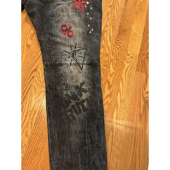 Makobi Men's Black Jeans 38 x 32 96281 Trap or Die - Picture 5 of 11